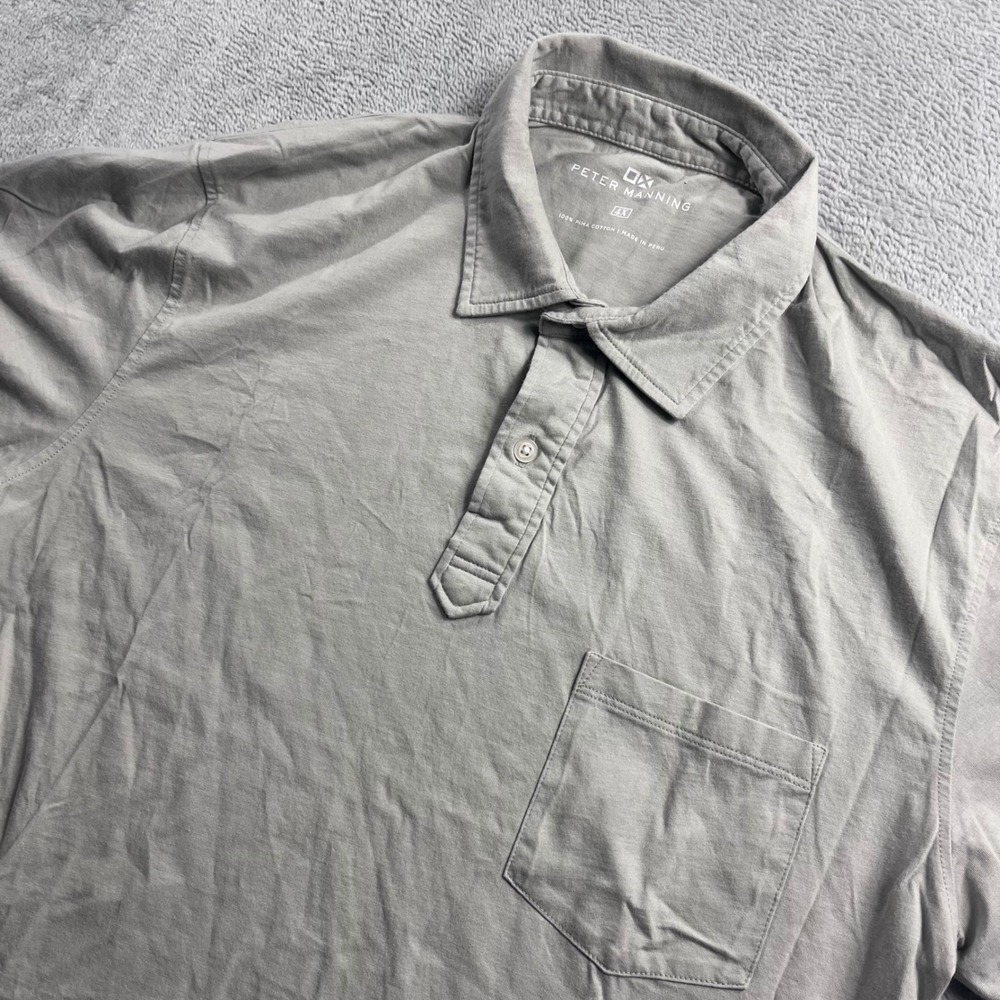 Peter Manning Mens Gray 100% Pima Cotton Short Sleeve Polo Shirt Size 4X